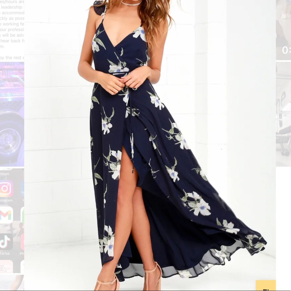 All Mine Navy Blue Floral Lulus Dress